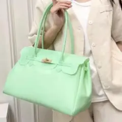 韓国 ジェリーバッグ トートバッグ イエローファーキン key付 - メルカリ