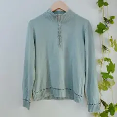 【MONROSA】モンロッサ(F)長袖ニット/ファスナー/セーター/ステッチ風