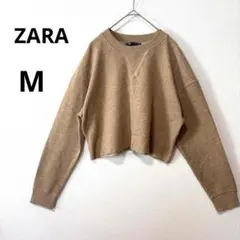 ZARA M スウェット トレーナー クロップド丈 ニット ショート丈 ベージュ