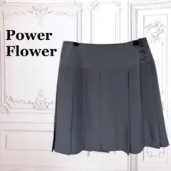 東京スタイル『パワーフラワー』ミニスカート【M】パープル系 プリーツ 光沢