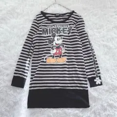【Disney D24】ディズニー　長袖トップス　ミッキーマウス 黒グレー　L