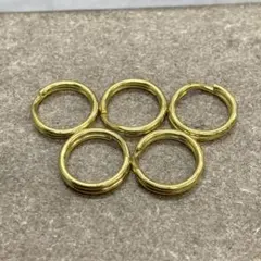 5点セット 真鍮製二重リング 直径10mm キーホルダー