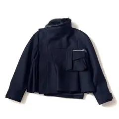 【極美品】sacai　ファー ジャケット　アシンメトリー　メルトン　25AWのサムネイル