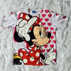 ミニーちゃん Tシャツ ディズニー ハート柄 ビッグプリント 半袖 M