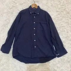 CAFÉ SOHO ウール混 ネイビー柄シャツ M 長袖 長袖　おしゃれ　デート
