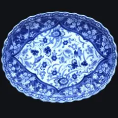 中国 染付 花文 孔雀 花鳥図 輪花 17cm 楕円皿 - メルカリ