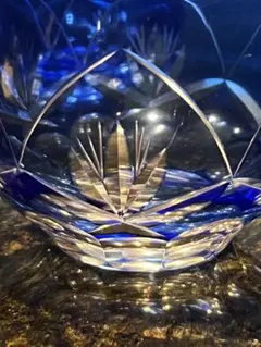 骨董　時代ガラス　プレスガラス　希少　淡紫色　クリスタルカット　菓子鉢　大鉢 骨董 時代ガラス プレスガラス 希少 淡紫色 クリスタルカット