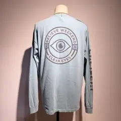 【希少XL】Comfort Colors ロンT フェード感 青緑 袖プリント