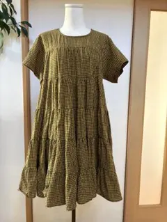 Uhr Checkered Tiered Dress yellow&black - メルカリ