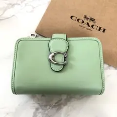 新品未使用 コーチ COACH 2つ折り財布 ペールピスタチオ 緑 人気完売品