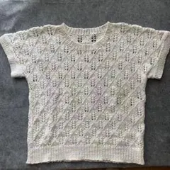 レース編み 半袖ニットトップス フリーサイズ