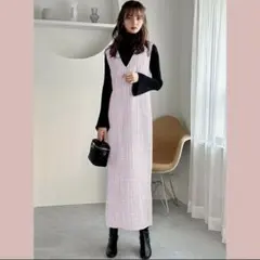 GRL DK1106 GRLラメ入りツイードVネックジャンパースカート グレイル