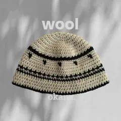 122ビーニー ハート クラッシャーハット ニット帽 ハンドメイド ウール