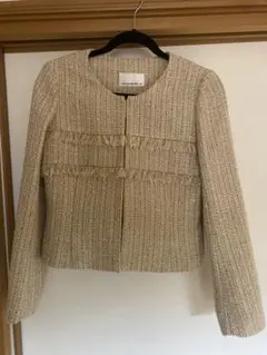 エムプルミエブラック　ノーカラージャケット ツイードジャケット