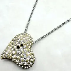 訳あり　SWAROVSKI パヴェ　ハート　ネックレス　リバーシブル　クリスタル