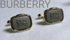 正規 バーバリー ホース レリーフ騎士ロゴカフス ゴールド×グレー カフリンクス