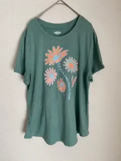 オールドネイビー 花柄 カットソー クルーネック 半袖 XL 緑 綿混 グリーンのサムネイル