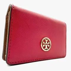 TORYBURCH　名刺入れ　カードケース　レザー　ロゴ金具　バイカラー