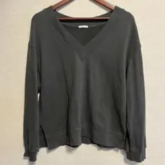 GU Vネックスウェットプルオーバー 長袖 M トレーナー　スエット　グレー系