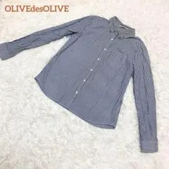 【オリーブデオリーブ】ストライプシャツ ビジュー ビーズ キラキラ 長袖