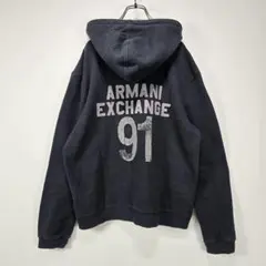 ARMANI EXCHANGE　フーディー　パーカー　L　バックロゴ　人気　古着
