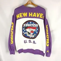 90s　STARTER　スウェット　L　ホワイト　パープル　B5476のサムネイル
