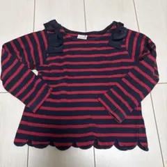 petit main 長袖カットソー 100cm ネイビー/レッド