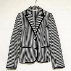 ザラベーシック テーラードジャケット ブレザー ストライプ柄 白黒 XS