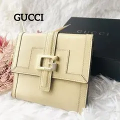 美品⭐︎GUCCI ベージュ Gロゴ ゴールド金具 二つ折り 財布 専用箱付き