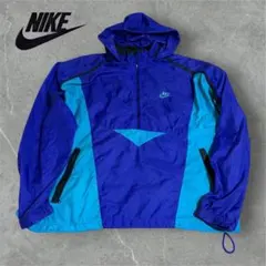 H89 80-90sNIKE銀タグアノラックパーカーパープル×エメラルドグリーン