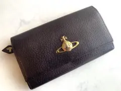 ヴィヴィアンウエストウッド　長財布　オーブ　ゴールド　レザー　ブラック