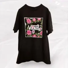 ヴァンズ 薔薇 Ｔシャツ 【L】クルーネック 半袖黒 綿 お出かけ ストリートのサムネイル