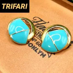 TRIFARI トリファリ ヴィンテージ イヤリング ターコイズブルー ゴールド