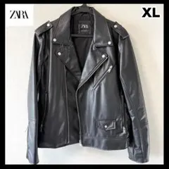 ZARA ブラック ダブルライダースジャケット XL レザージャケット