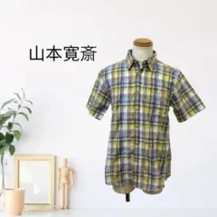 zC1940【M】山本寛斎 シャツ チェック カジュアル 半袖 ボタンダウンのサムネイル