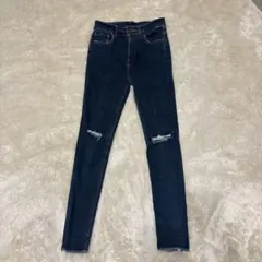 JEANASIS　スキニーデニム ダークブルー ダメージ加工