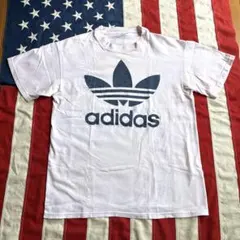 90s ビンテージ アディダス トレフォイル Tシャツ L 薄桃×紺 アメリカ製