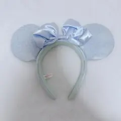 ディズニーカチューシャ　ミニー　水色レース