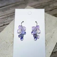 大きな青紫紫陽花と雫ピアス、イヤリング無料交換できますのサムネイル