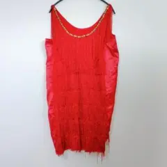 【華やか】フリンジ ダンスドレス ワンピース レッド スパンコール 衣装