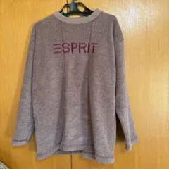 ESPRIT パープル ロゴスウェット L 裏起毛　暖かい