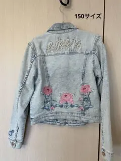 デニム ジャケット　Gジャン　花柄　刺繍　ブルー　150サイズ　女の子