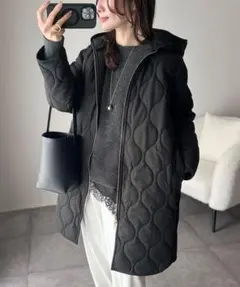 美品 Emma Taylor 美シルエット3wayキルティングフードコート M