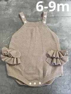 ベビー　フリルニット　ロンパース　70cm ベージュ　6-9M 秋冬