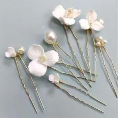 ヘッドドレス ヘアピンセット 結婚式 髪飾り 七五三 花 パール 浴衣 着物