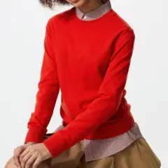 ユニクロ　カシミヤクルーネックセーター 14 RED　XXLサイズのサムネイル