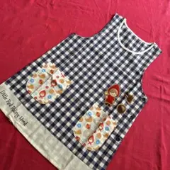 チェック柄ポケット付きエプロン