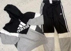 adidas バイカラーパーカー&パンツセット　140150