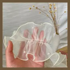 帯揚げ 浴衣 フリル レース パール風 成人式 七五三 着物 ハンドメイド