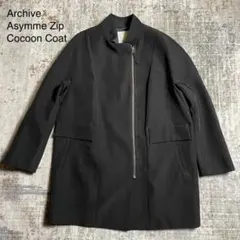 Archive Collar Cocoon Coat Asymme Zip S